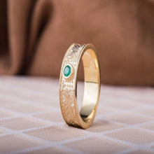 Load image into Gallery viewer, Handcrafted 14K Gold Viking Firebird Ring | Green Cubic Zirconia