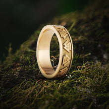 Load image into Gallery viewer, Valknut Symbol Ring | Handmade 14K Gold | Norse Historical Jewelry