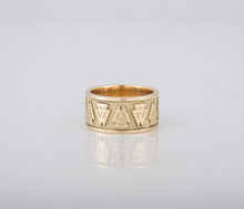 Load image into Gallery viewer, Valknut Symbol Ring | Handmade 14K Gold | Norse Historical Jewelry