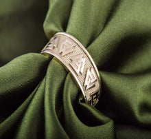 Load image into Gallery viewer, Valknut Symbol Ring | Handmade 14K Gold | Norse Historical Jewelry