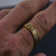 Load image into Gallery viewer, 14K Gold Viking Ring with Borre Style Knotwork | Scandinavian Ornament