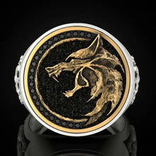 Load image into Gallery viewer, Norse Odin Fenrir Viking Ring with Embossed Paw | Silver or Gold