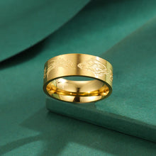 Load image into Gallery viewer, Stainless Steel Viking Ring with Carved Wolf Sigil | Celtic Knot