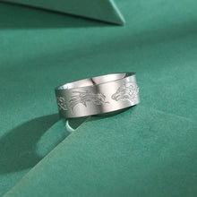Load image into Gallery viewer, Stainless Steel Viking Ring with Carved Wolf Sigil | Celtic Knot