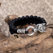 Load image into Gallery viewer, Viking Wolf Bracelet with Paracord Rope | Multiple Colors