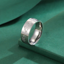 Load image into Gallery viewer, Stainless Steel Viking Ring with Carved Wolf Sigil | Celtic Knot