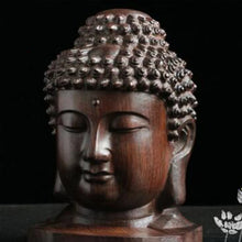 Load image into Gallery viewer, Wooden Buddha Head Statue