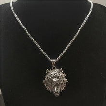 Load image into Gallery viewer, Viking Fenrir Wolf Necklace | Howling Wolf Pendant in Stainless Steel
