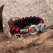 Load image into Gallery viewer, Viking Wolf Bracelet with Paracord Rope | Multiple Colors