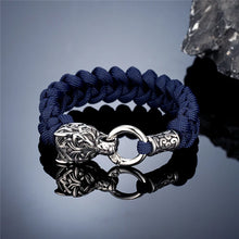 Load image into Gallery viewer, Viking Wolf Bracelet with Paracord Rope | Multiple Colors