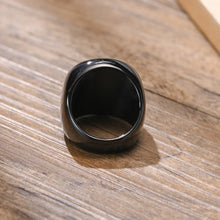 Load image into Gallery viewer, Black Viking Wolf Ring with Wolf Head Vegvisir | Nordic Runes