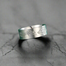 Load image into Gallery viewer, Stainless Steel Viking Ring with Carved Wolf Sigil | Celtic Knot
