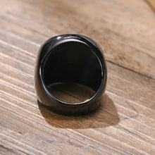 Load image into Gallery viewer, Black Viking Wolf Ring with Wolf Head Vegvisir | Nordic Runes