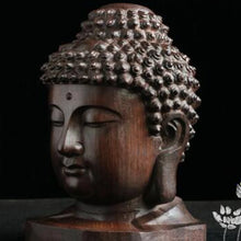 Load image into Gallery viewer, Wooden Buddha Head Statue
