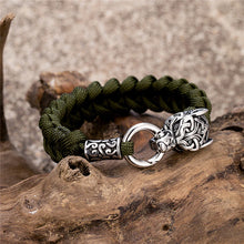 Load image into Gallery viewer, Viking Wolf Bracelet with Paracord Rope | Multiple Colors