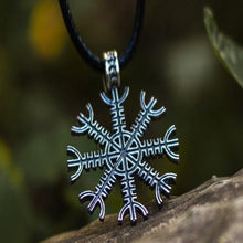 Load image into Gallery viewer, Aegishjalmur or Helm of Awe Symbol Sterling Silver Pendant
