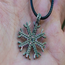 Load image into Gallery viewer, Aegishjalmur or Helm of Awe Symbol Sterling Silver Pendant