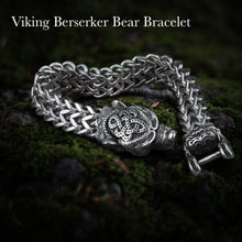 Load image into Gallery viewer, Bear Jewelry Berserker Bear Bracelet - Steel Norse Viking Jewelry