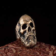 Load image into Gallery viewer, Bearded Skull Bronze Unique Ring Biker Ring