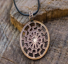 Load image into Gallery viewer, Viking Black Sun Symbol Pendant | Bronze Amulet | Historical Reenactment Jewelry