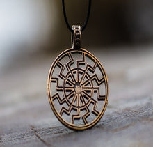 Load image into Gallery viewer, Viking Black Sun Symbol Pendant | Bronze Amulet | Historical Reenactment Jewelry