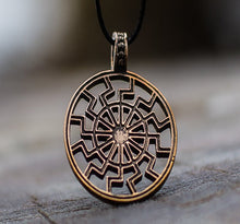 Load image into Gallery viewer, Viking Black Sun Symbol Pendant | Bronze Amulet | Historical Reenactment Jewelry
