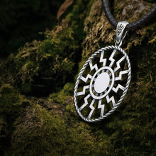 Load image into Gallery viewer, Sterling Silver Black Sun Viking Pendant | Double Sided