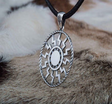 Load image into Gallery viewer, Sterling Silver Black Sun Viking Pendant | Double Sided
