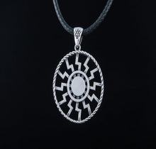 Load image into Gallery viewer, Sterling Silver Black Sun Viking Pendant | Double Sided