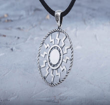 Load image into Gallery viewer, Sterling Silver Black Sun Viking Pendant | Double Sided