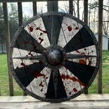 Load image into Gallery viewer, Bloodied Viking Shield - Planking construction