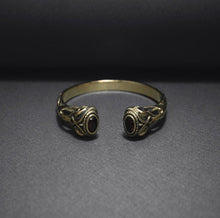 Load image into Gallery viewer, Bronze Viking Torc Bracelet with Gems