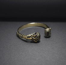 Load image into Gallery viewer, Bronze Viking Torc Bracelet with Gems