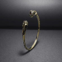 Load image into Gallery viewer, Bronze Viking Torc Bracelet with Gems
