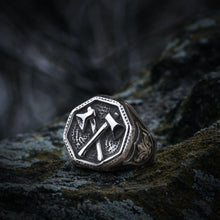 Load image into Gallery viewer, Cross Double Battle Axe Viking Ring