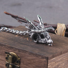 Load image into Gallery viewer, Dragon Skull Steel Pendant Necklace - Nidhogg Corpse Eater