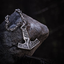 Load image into Gallery viewer, Forged Viking Hammer of Thor Necklace - Blackened Steel