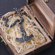 Load image into Gallery viewer, Forged Viking Hammer of Thor Necklace - Blackened Steel