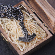 Load image into Gallery viewer, Forged Viking Hammer of Thor Necklace - Blackened Steel