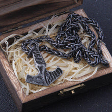 Load image into Gallery viewer, Forged Viking Hammer of Thor Necklace - Blackened Steel