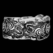 Load image into Gallery viewer, Forged Viking Knotwork Ring Hunting Wolves of Odin | Handcrafted