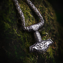 Load image into Gallery viewer, Goats of Odin Thor’s Hammer Mjolnir Pendant Necklace