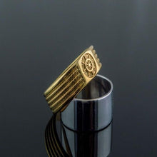 Load image into Gallery viewer, 14K Gold Viking Ship's Wheel Ring | Handcrafted Nautical Jewelry