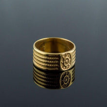 Load image into Gallery viewer, 14K Gold Viking Ship's Wheel Ring | Handcrafted Nautical Jewelry