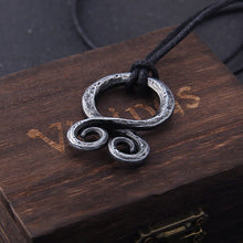 Load image into Gallery viewer, Forged Iron Antiqued Troll Cross Pendant Necklace