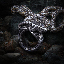 Load image into Gallery viewer, Heavy Norse Jörmungandr Ouroboros Dragon Viking Necklace