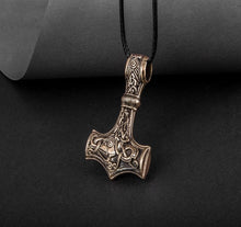Load image into Gallery viewer, Thor's Hammer Pendant Bronze Mjolnir from Mammen Village