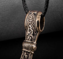 Load image into Gallery viewer, Thor's Hammer Pendant Bronze Mjolnir from Mammen Village