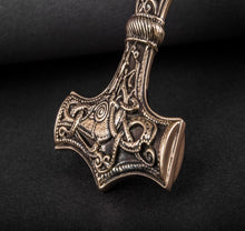 Load image into Gallery viewer, Thor's Hammer Pendant Bronze Mjolnir from Mammen Village
