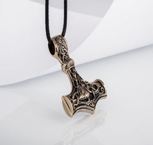 Load image into Gallery viewer, Thor's Hammer Pendant Bronze Mjolnir from Mammen Village